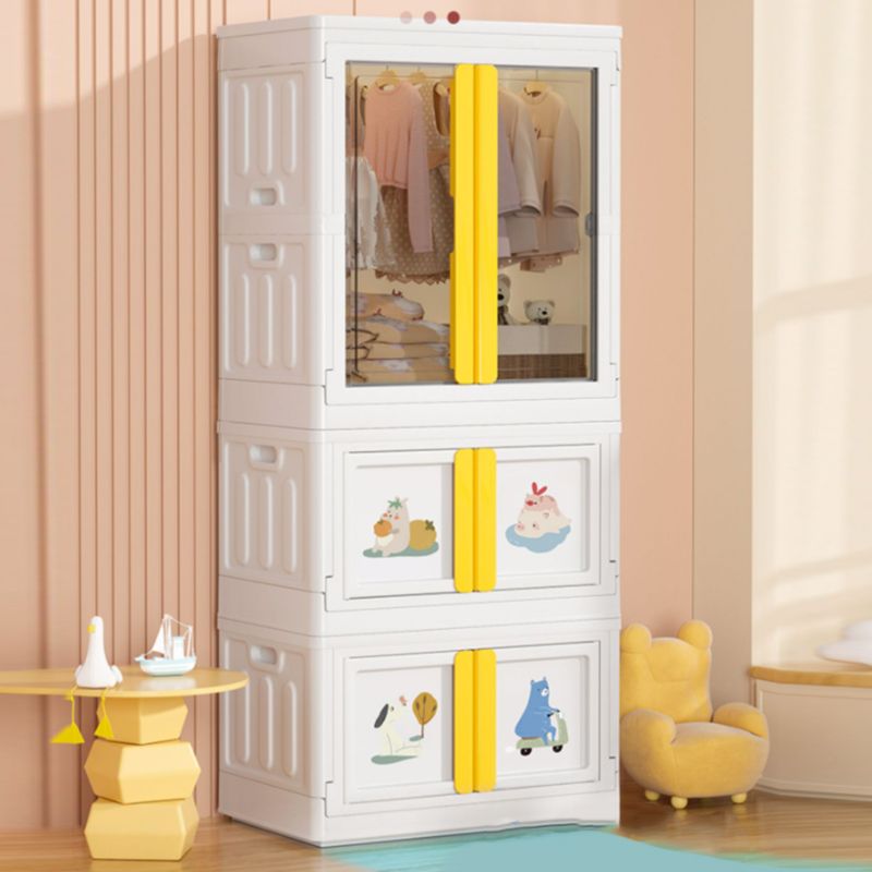 Plastic Storage Cabinet with Garment Rod Contemporary Hinged Door Cabinet