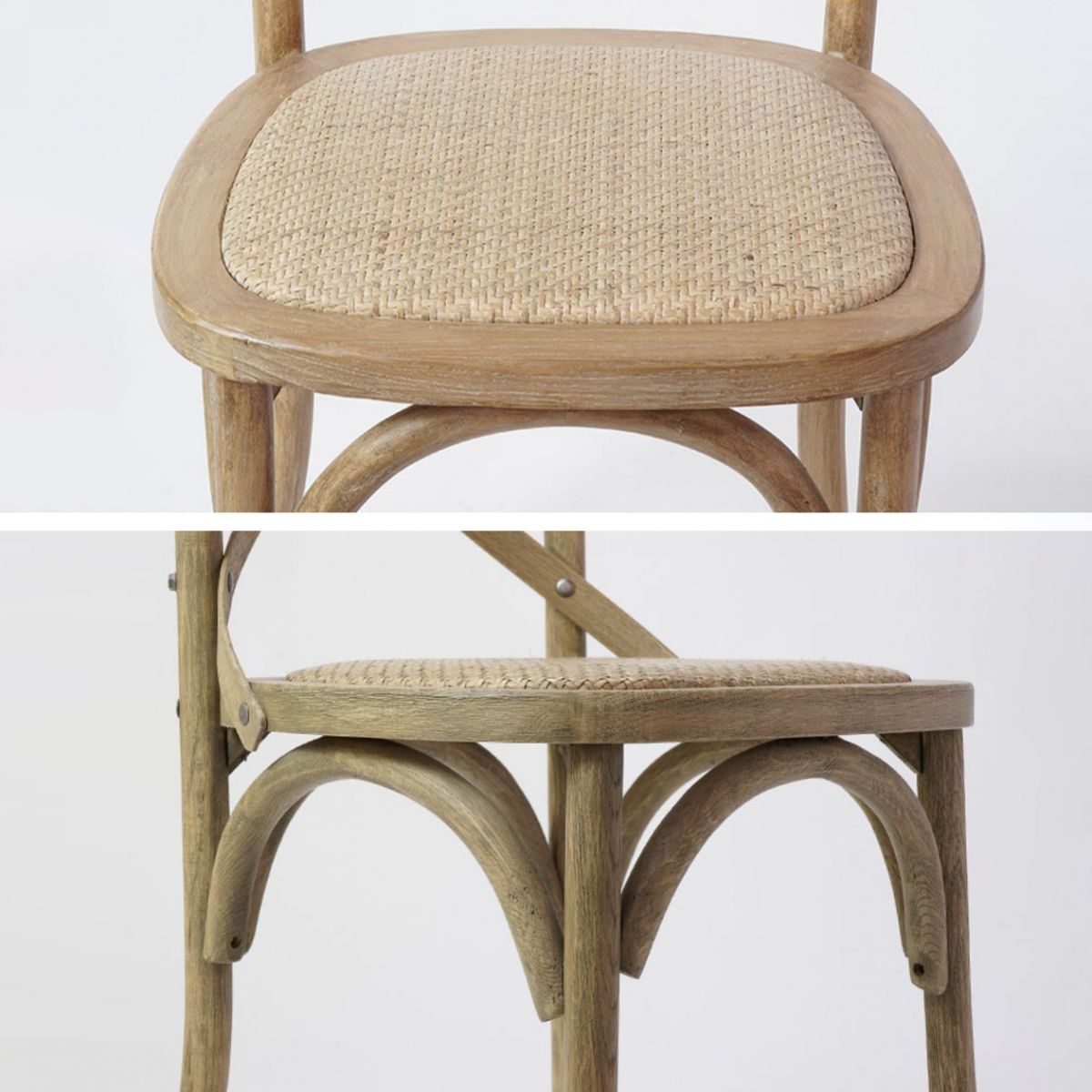 Chaises de salle à manger traditionnelles en bois massif, finition mate, chaise latérale à dossier croisé