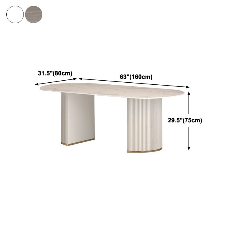 Traditional Luxury Dining Table Oval Dining Table with Double Pedestal