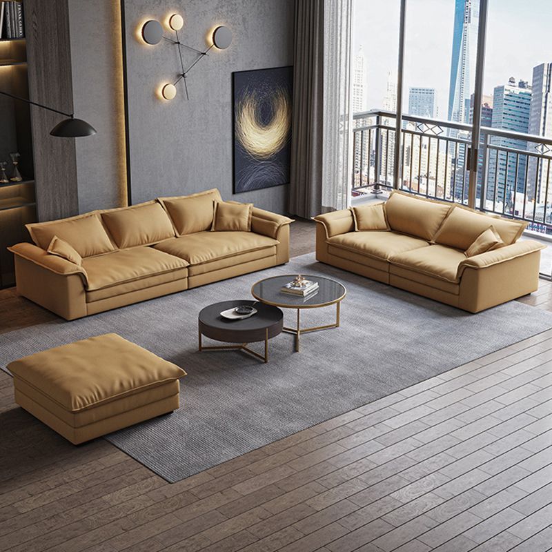 Contemporary Pillow Top Arm Stain-Resistant Furniture Sectionals in Brown