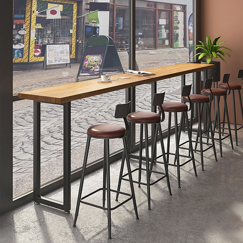Industrial Rectangle Counter-height Pub Table Shop Sled Pub Bar Table in Natural
