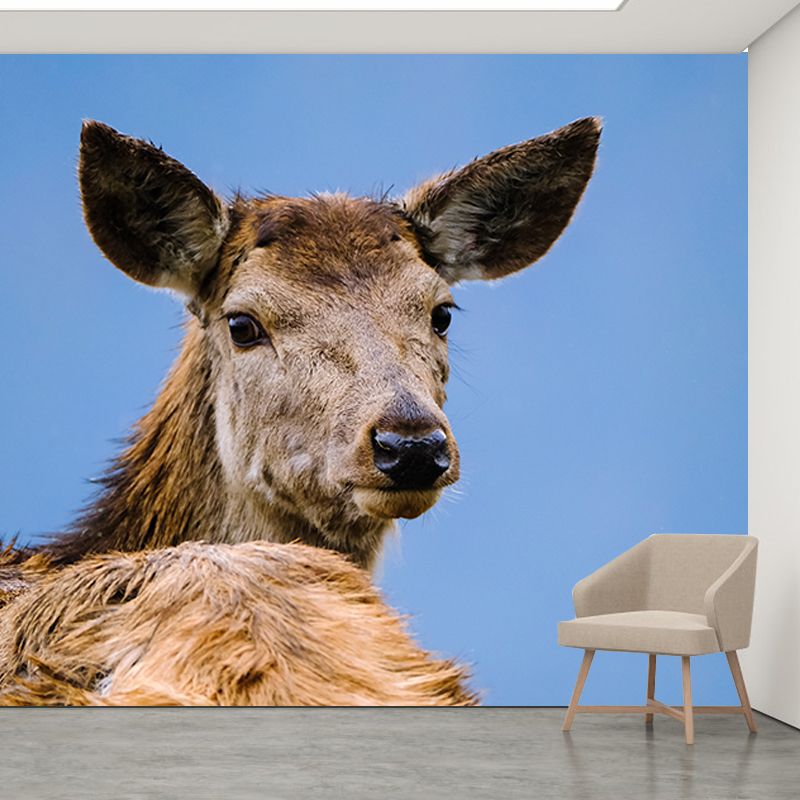 Cute Deer Animal Moisture Resistant Bedroom Wall Covering, Customized Size