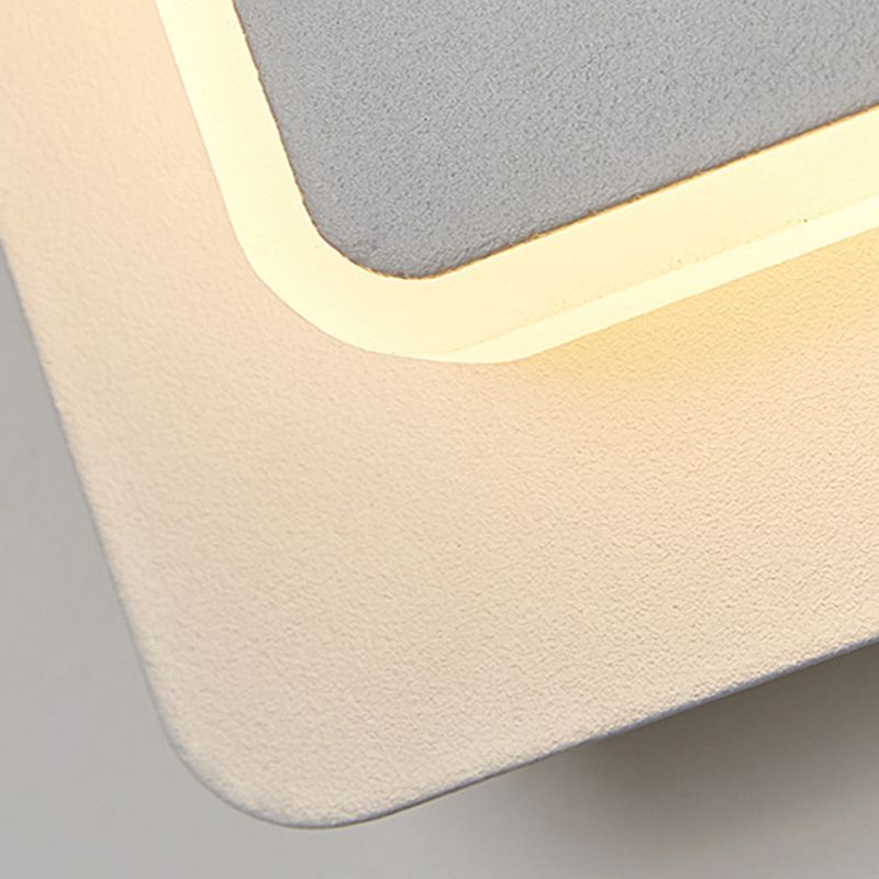 1-Light Geometric Shade Wall Sconce Modern Simple Style LED Wall Lighting in White