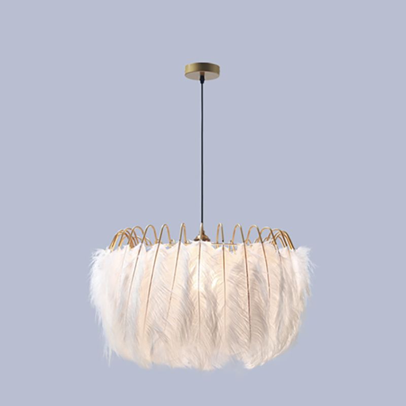 Moderner Stil Feder Kronleuchter Anhänger Lichtdecke hängende Licht für Schlafzimmer