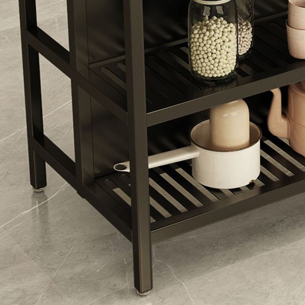 Industrial Kitchen Island Solid Wood Kitchen Island Table with Open Storage
