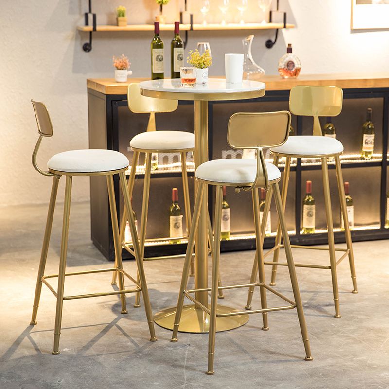 Glam Faux Marble Bistro Table Indoor Gold Steel Bar Dining Table with Single Pedestal