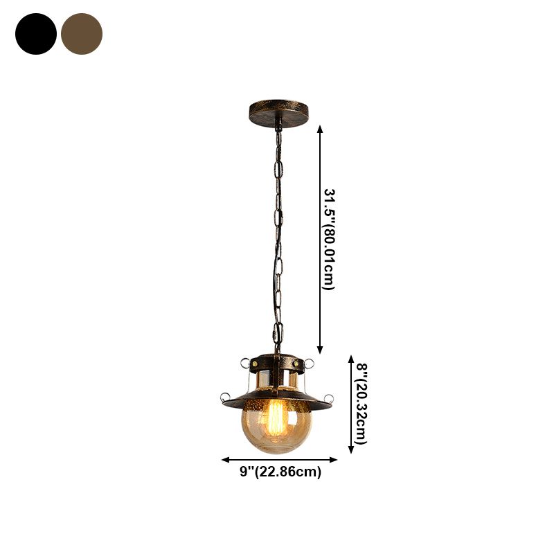 In stile industriale a forma di globo vetro leggero 1 lampada appesa alla luce in chiaro