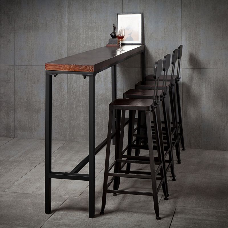 Industrial Rectangle Solid Wood Bar Table Set 1/5 Pieces Counter Table with High Stools