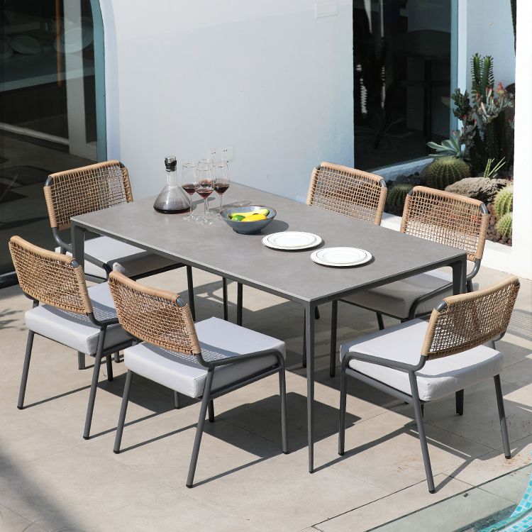 Industrial 1/5/7 pieces Dining Table Set Stone Rectangle/square Dining Furniture for Patio