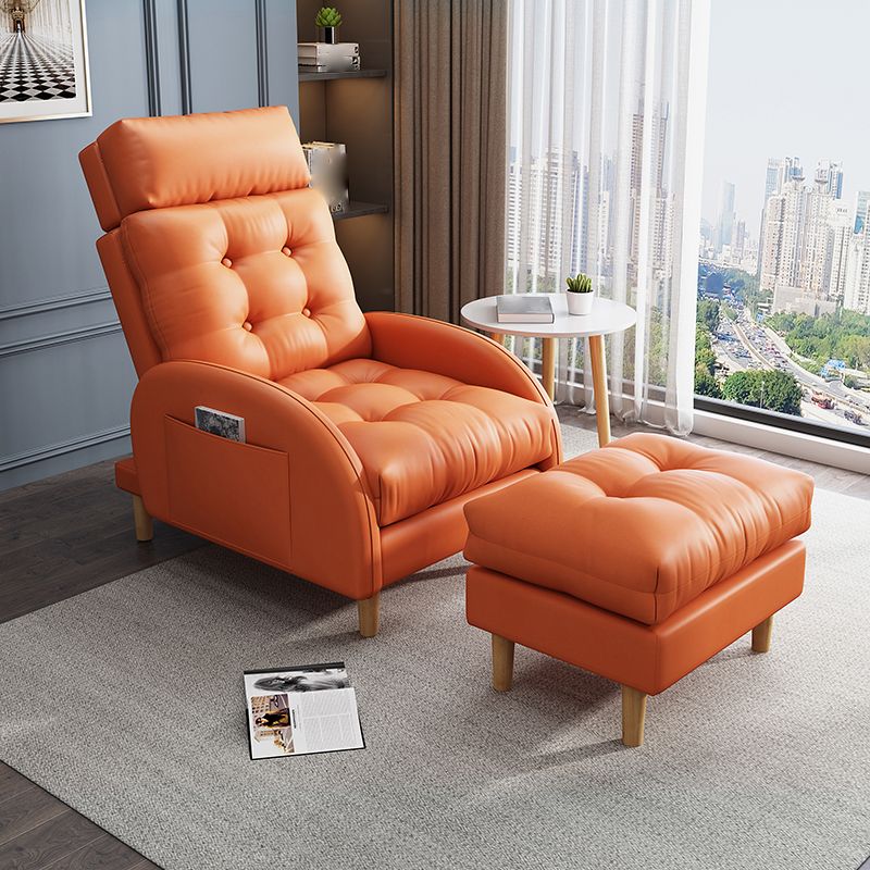 Contemporary Bonded Leather Arms Included with Ottoman Lounge Accent Chair