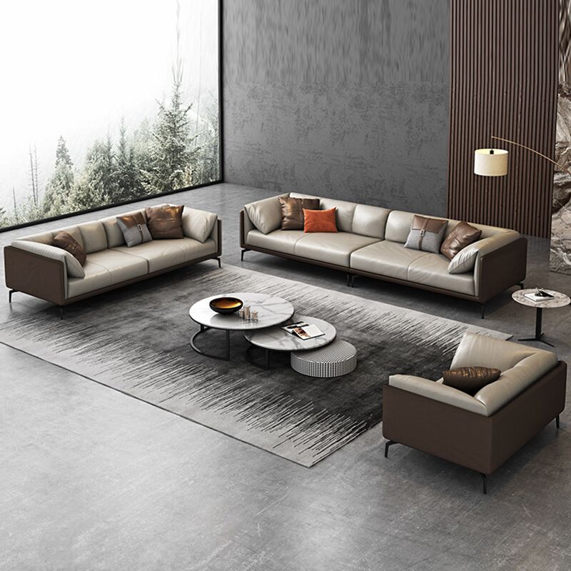 Contemporary Cushions Pillow Top Arm Living Room Leather Seating