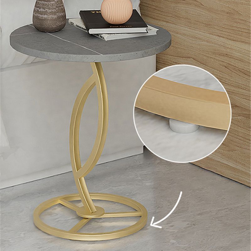 Minimalism Slate and Metal Single Coffee Table Frame Round Glam Coffee Table