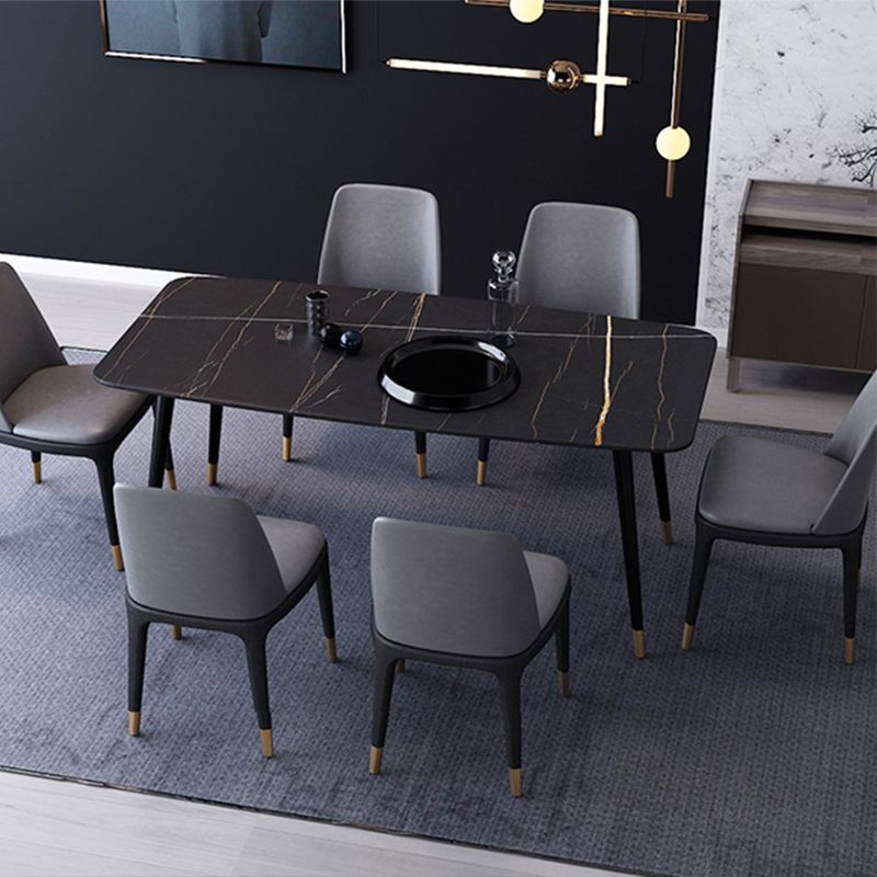 Industrial Sintered Stone Dining Table Rectangle Table with 4 Legs