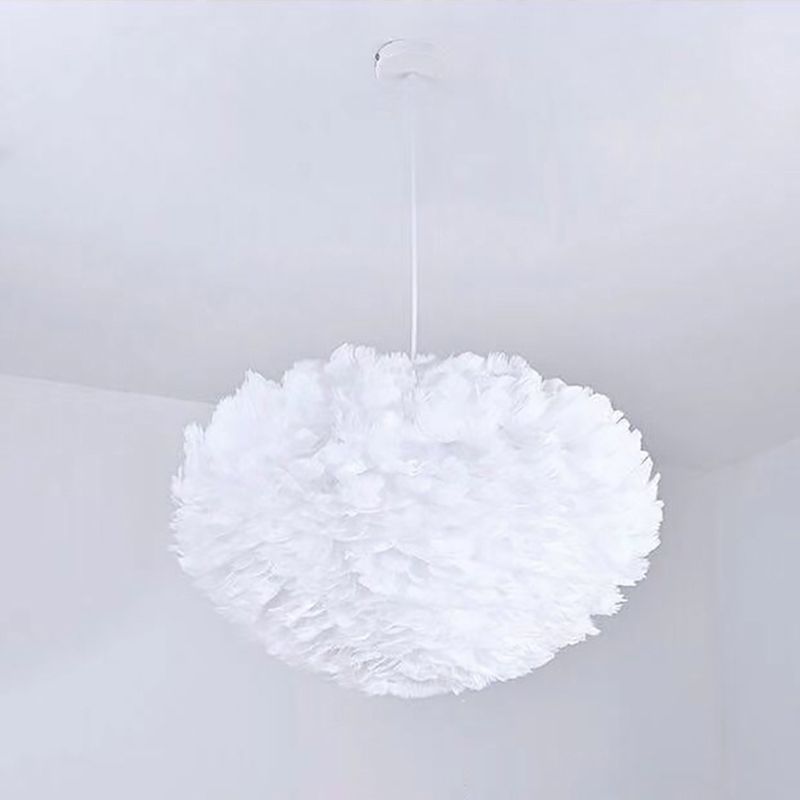 Modern Style Feather Hanging Lights White Simple Hanging Lamp Kit for Living Room