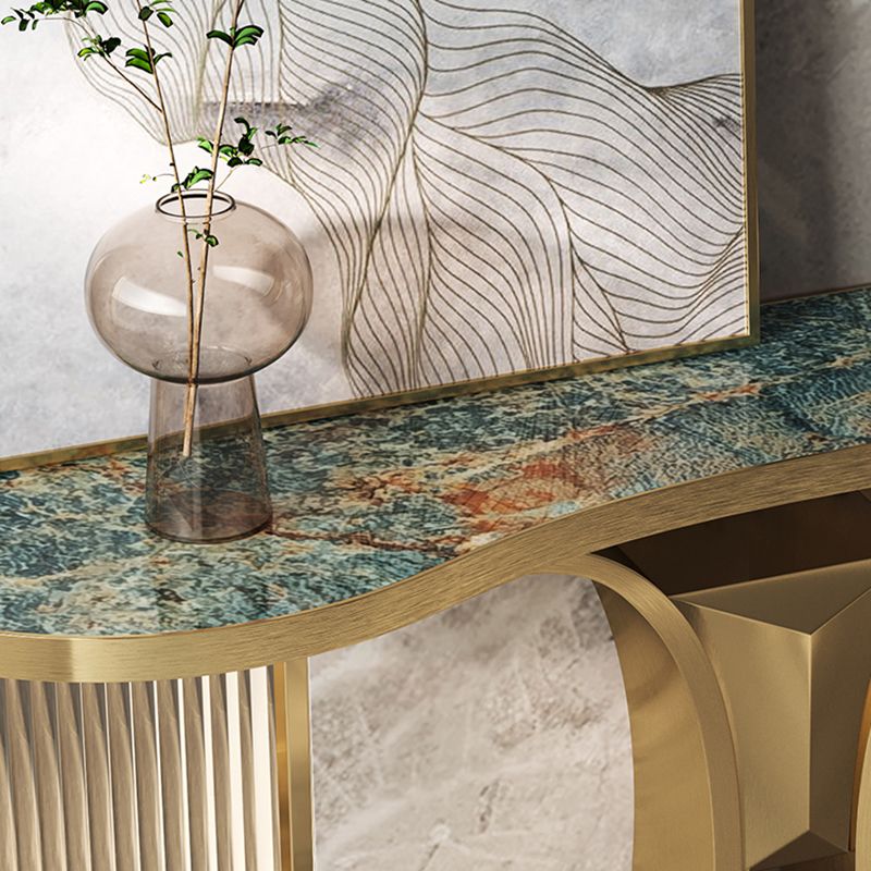 Glam Free Form Console Table with Stainless Steel Bracket for Hall