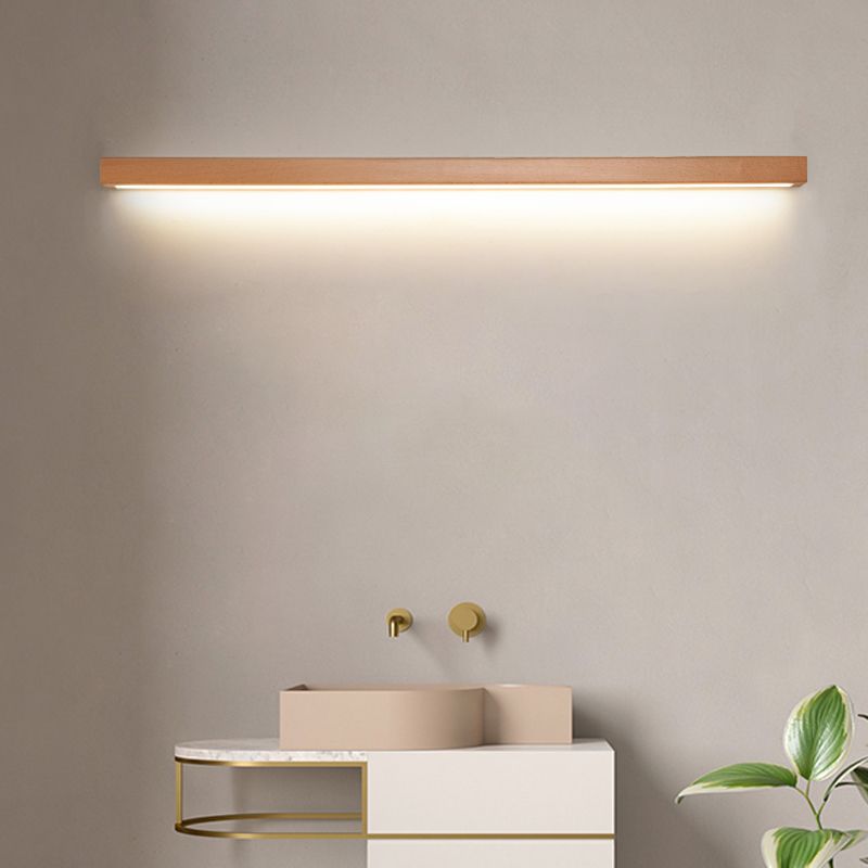 1 Light Wood Linear Wall Lighting Modern Style Wall Mounted Light Fixture in Brown