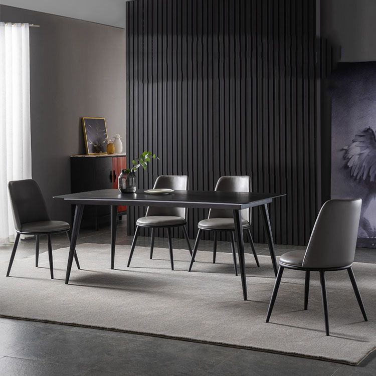 Modern Dining Table Set 1/4 Pcs Sintered Stone Dining Table with Faux Leather Chairs