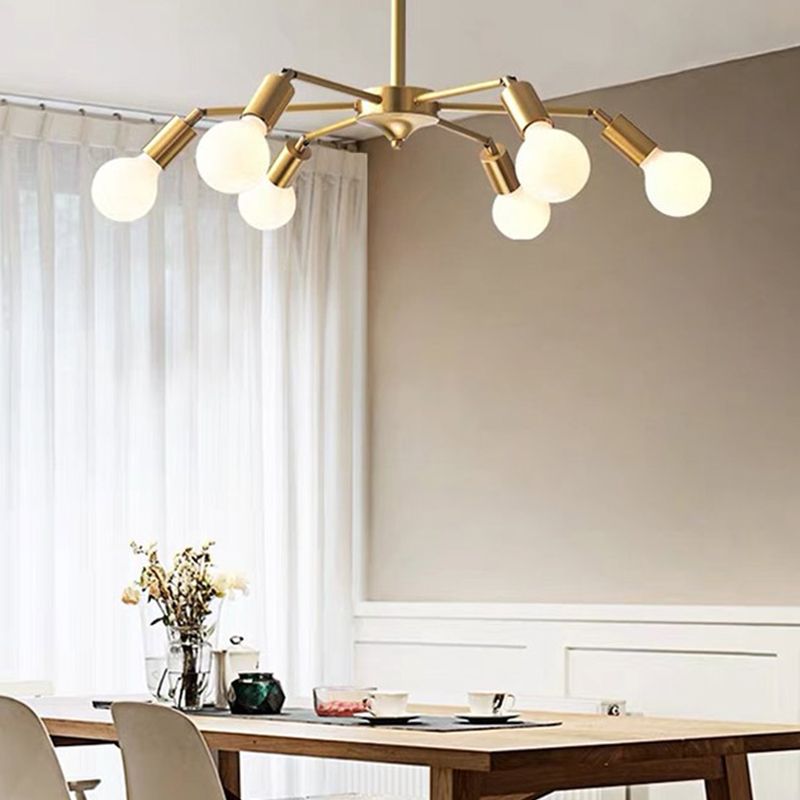 Postmodern Style Chandelier Light Metal Pendant Light in Gold for Living Room