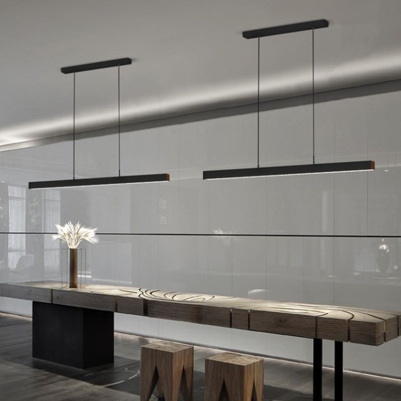 Metal Linear Shade Island Pendant Modern Style 1 Light Island Lighting for Living Room