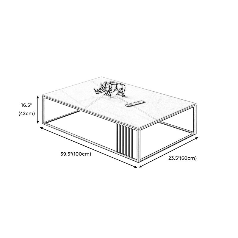 Square/Rectangle Slate Frame 1 Coffee Table Modern Grey and Black Table