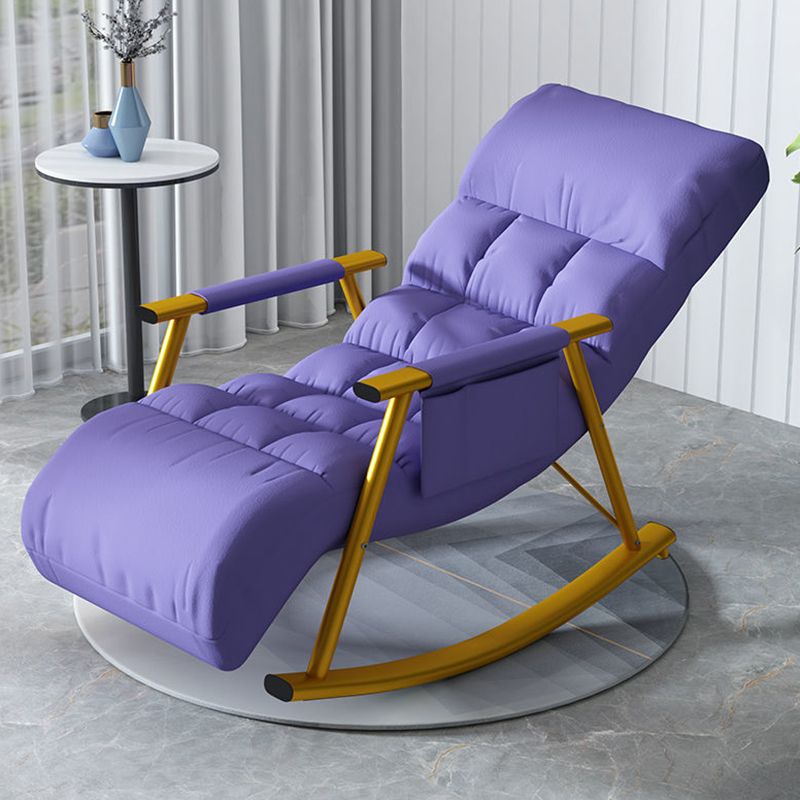 Modern Recliner Chair Solid Color Tufted Rocking Chair With Gray Frame