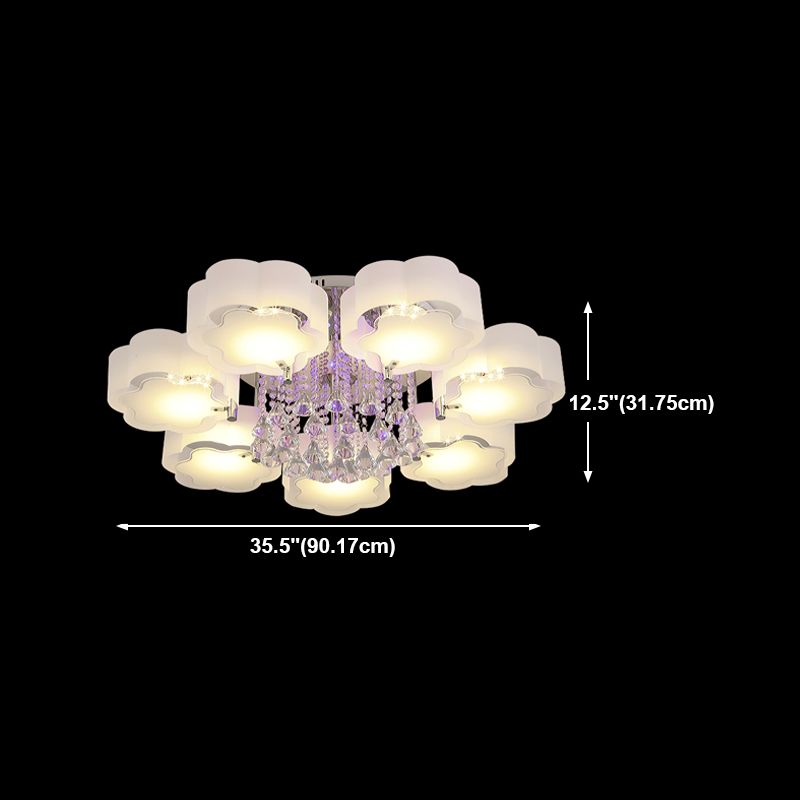 Lampada in metallo in metallo argento moderno illuminazione a soffitto per camera da letto multipla con tonalità di vetro