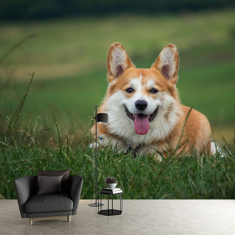 Lovely Corgi Mural Wall Decor Living Room Wall Covering for Decoration