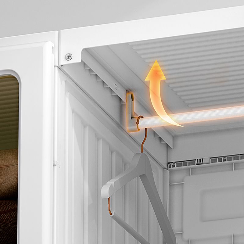 Contemporary Freestanding Plastic Wardrobe Foldable Wardrobe with Shelves in White