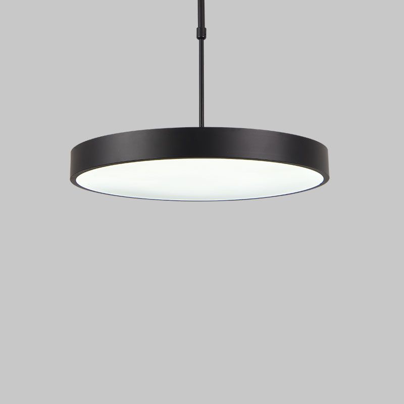 Lampada di sospensione rotonda in altezza regolabile Modern Metal Office LED Luce in nero in nero