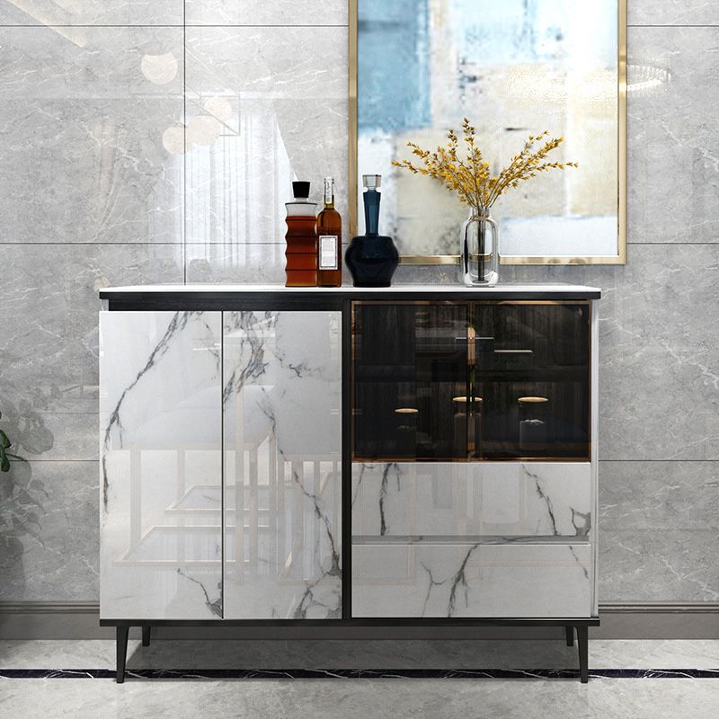 Glam Cabinets Dining Buffet 2-Drawer Glass Doors Buffet Sideboard