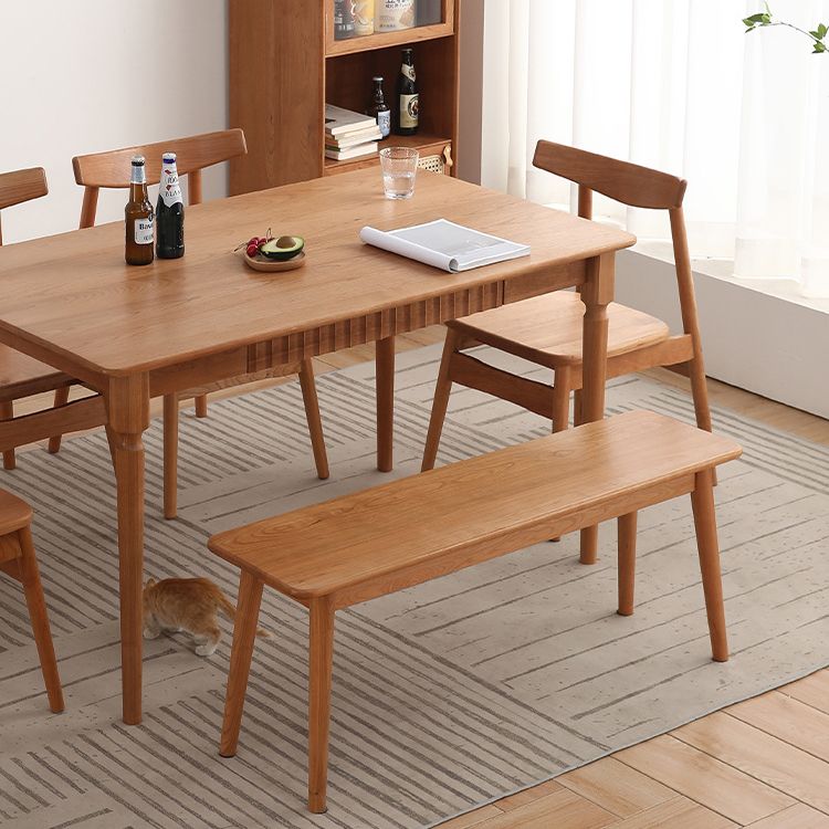 Table à manger rectangulaire moderne en bois massif de cerisier avec 4 pieds pour restaurant