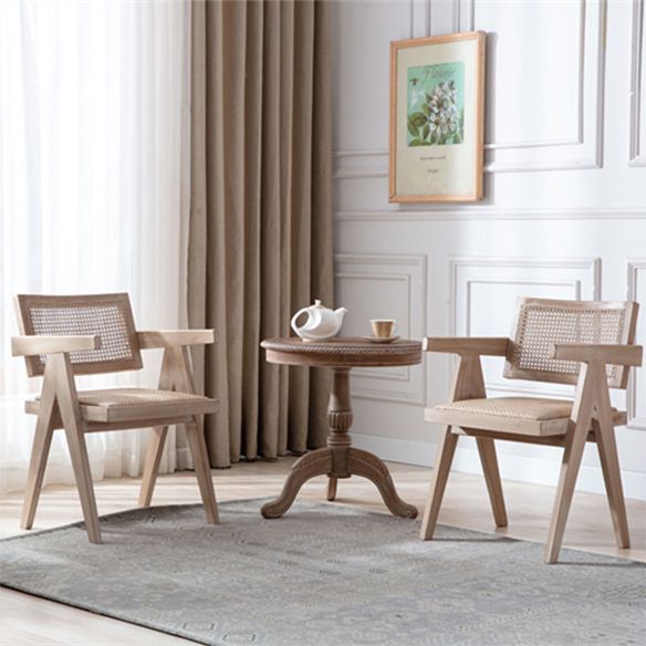 Farmhouse Style Ash Wood Chair Open Back Dining Room Kitchen Arm Chairs Set