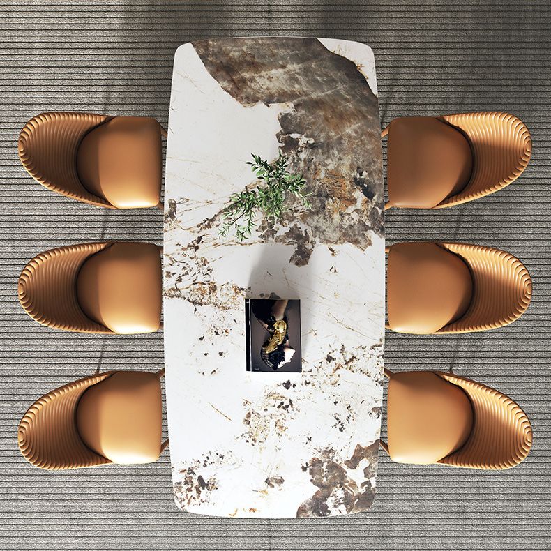 Modern Sintered Stone Top Dining Set Rectangle 1/4/5/7 Pieces Dinette Table Set