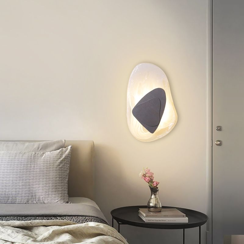 Illuminazione a parete di vetro contemporanea a 1 luce geometrica di sconde per soggiorno