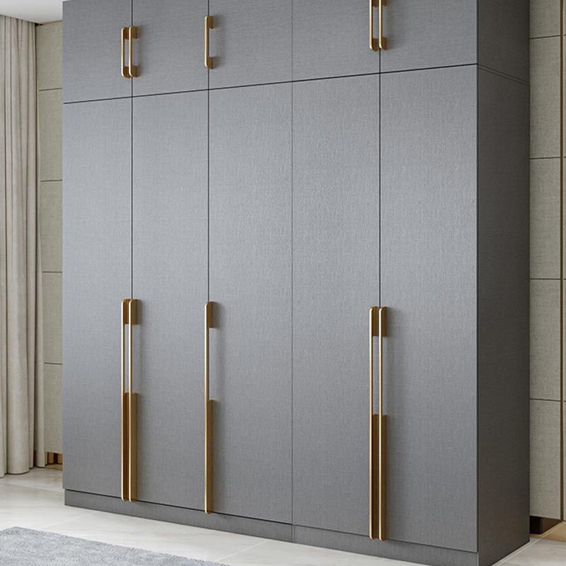 Contemporary Style Gray Colour Wardrobe Wood Soft Close Drawer Wardrobe Closet