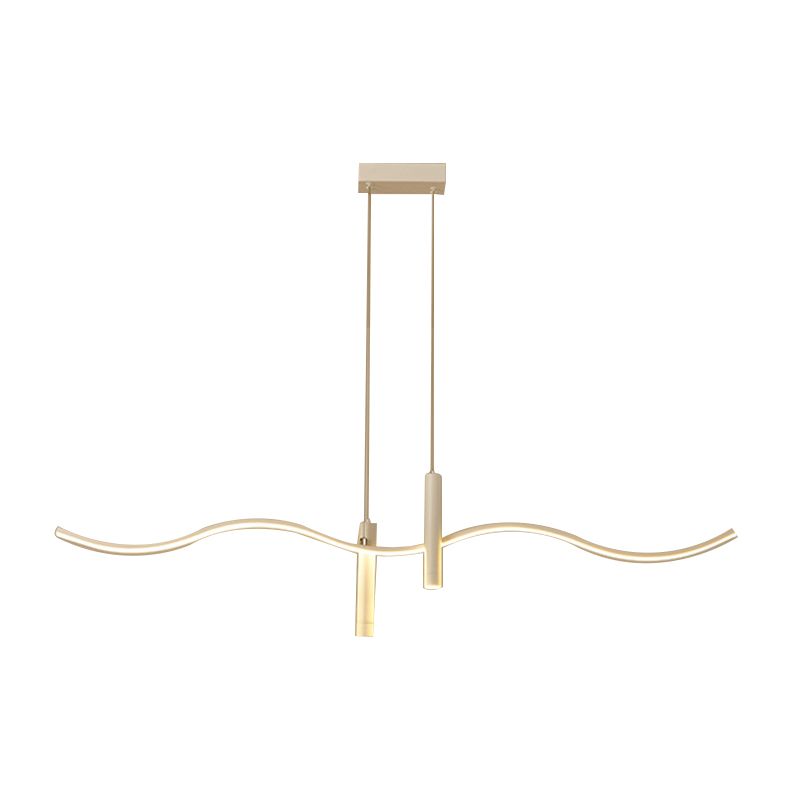 Unique Shape Hanging Lamp Modern 3 Lights Island Chandelier Lights in White Finish