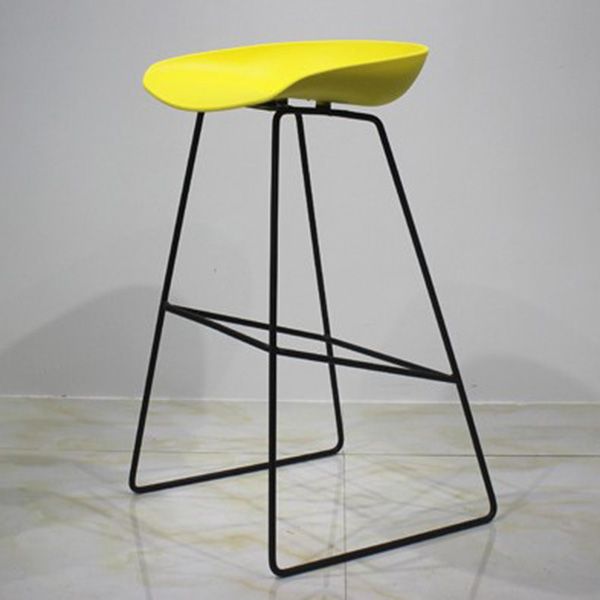 Contemporary Metal Counter Stool Plastic Low Back Furniture with Iorn 4 Legs