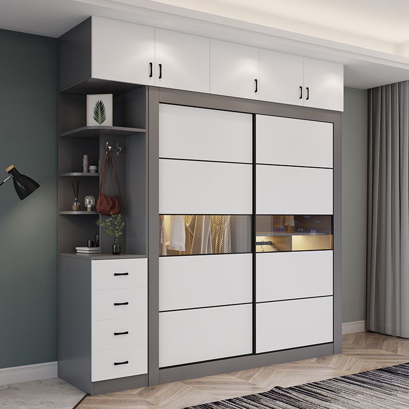 Grey and White Wardrobe Cabinet Contemporary Wardrobe Armoire