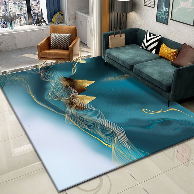 Tapis imprimé aquarelle de couleur foncée, moderne et audacieux, en Polyester, facile d'entretien, avec support antidérapant, pour la décoration de la maison