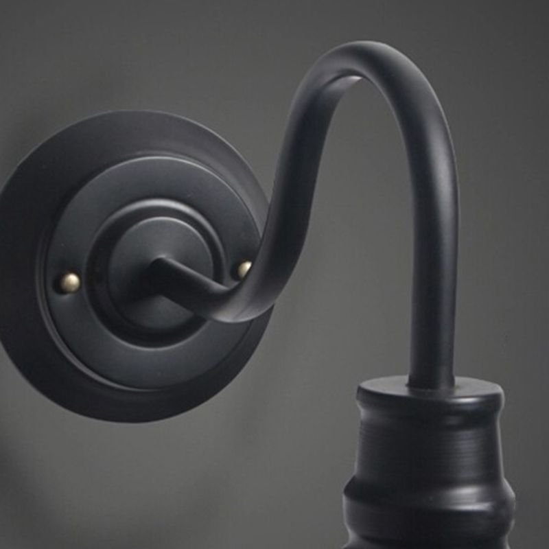 1 Light Metal Geometric Wall Lighting Fixtures Industrial Style Wall Mounted Light Fixture in Black