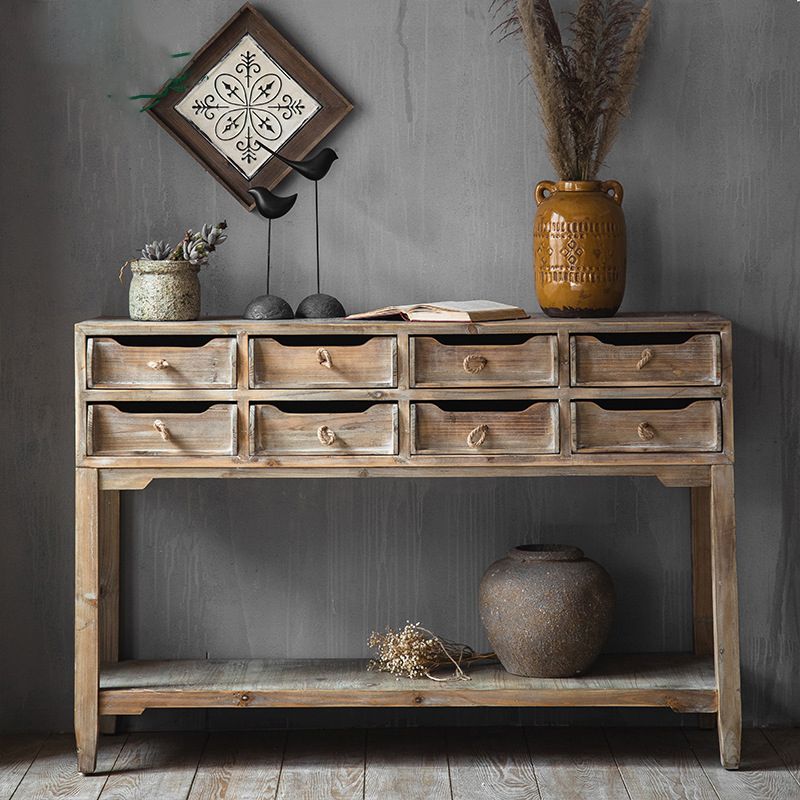 Industrial Distressed Wood Accent Cabinet in Brown with Drawers