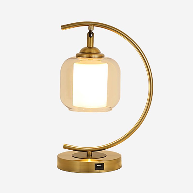 One Bulb Contemporary Table Lamp Clear Glass Bedroom Living Room Desk Lamp in Gold