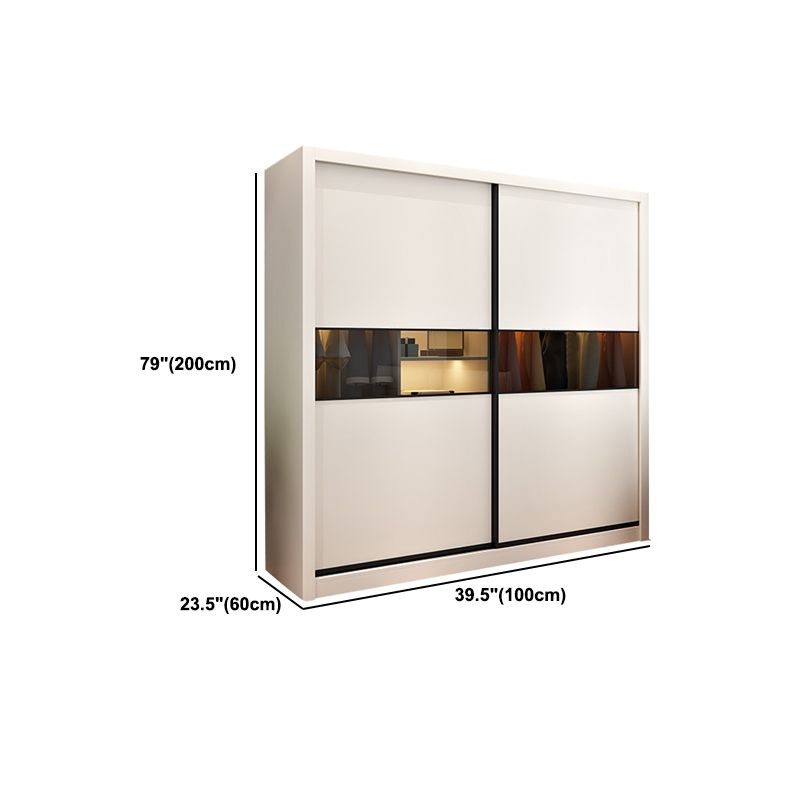 White Engineered Wood Wardrobe Cabinet Contemporary Wardrobe Closet