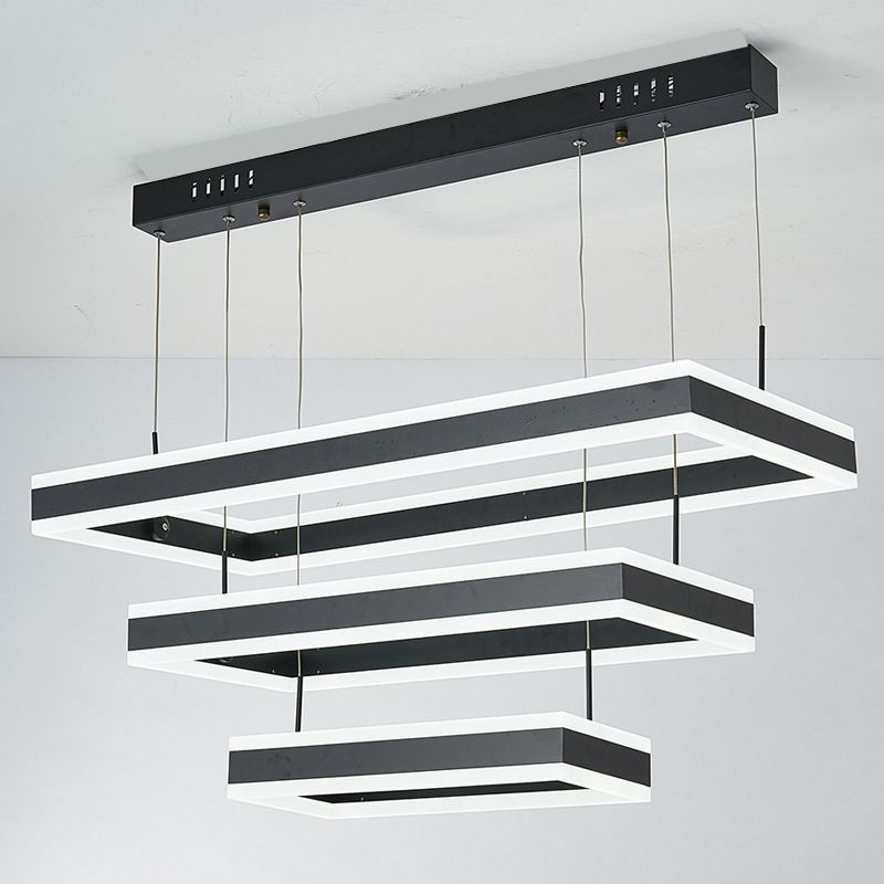 Black Tiered Metal Squared Ceiling Pendant Contemporary Ceiling Lighting Fixtures