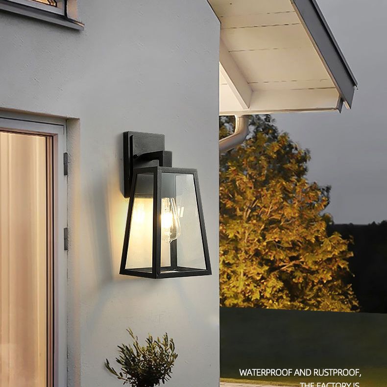 Industrielle Vintage Wandlampe Aluminium Geometrische wasserdichte Wandleuchten mit klarem Glasschatten