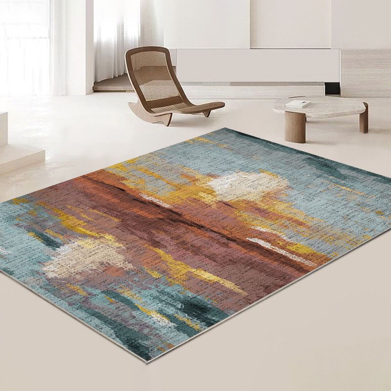 Contemporary Washable Carpet Abstract Pattern Rug Stain Resistant Polyester Area Rug for Living Room