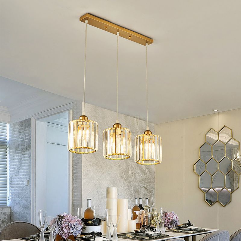 Contemporary Cube Pendant Light Crystal Hanging Pendant for Living Room