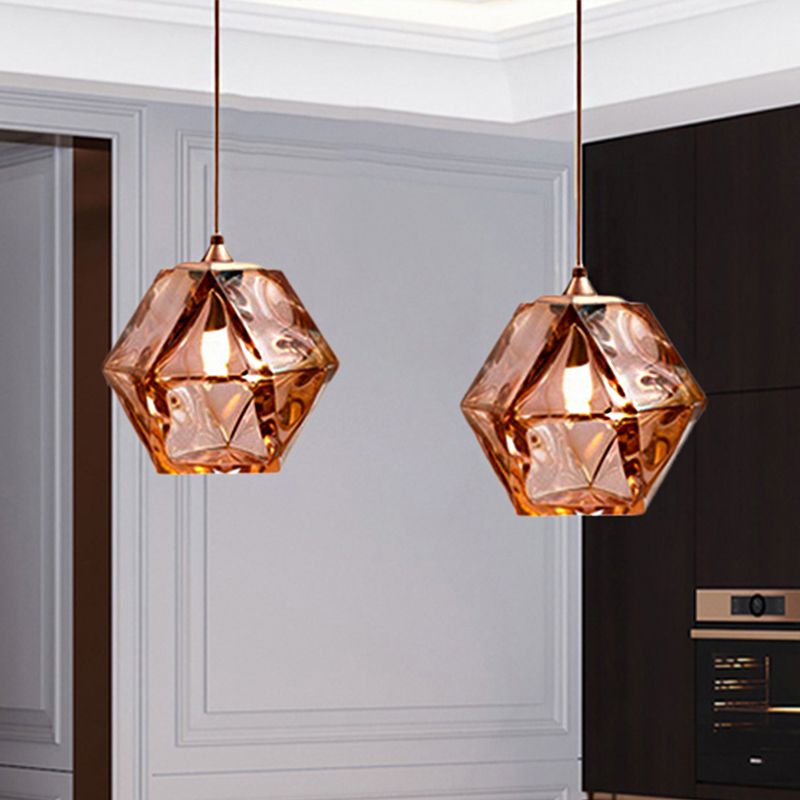 Diamond Suspension Anhängerlampe moderne strukturierte Weiße/Bernstein/Rauchglas Esszimmer LED Hängende Leuchte