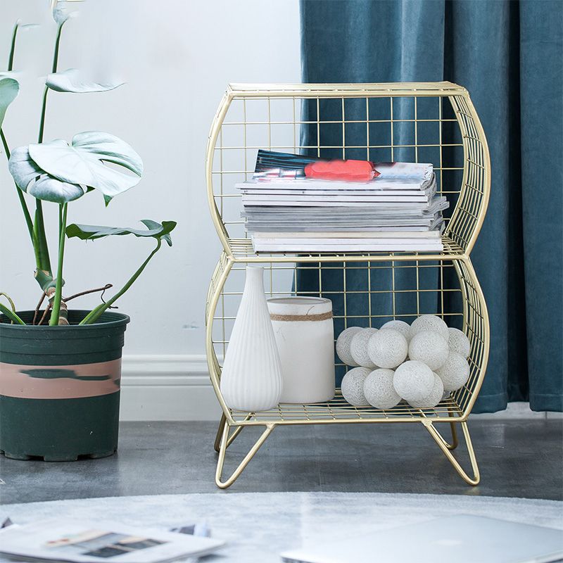 Glam Metal Bookshelf Closed Back Standard Bookcase with Shelves