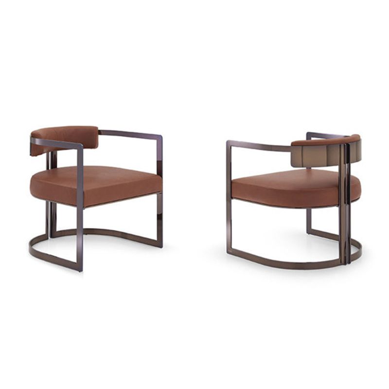 Upholstered Arm Chair Modern Style Dining Chair with Metal Legs